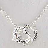 Heart Shaped LIVE LOVE LAUGH and Round PEACE Affirmation Pendants on 24 Ball Chain, #9863