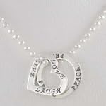 Double Sided Heart Shaped LIVE LOVE LAUGH and Round PEACE Affirmation Pendants on 24" Ball Chain, #9863