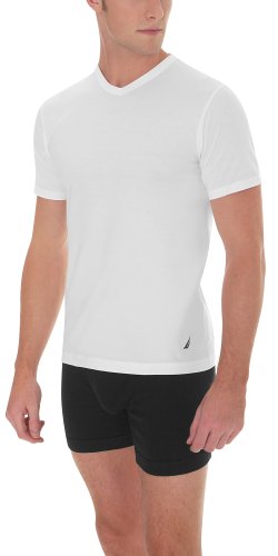 Nautica Men's V-Neck Tee, White, 3-Pack