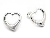 Curved Puff Heart Post Stud Earrings in Sterling Silver