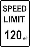 SPEED LIMIT 120 mph STREET sign traffic