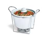 White Glass Round Casserole Warming Dish