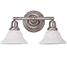 Sea Gull Lighting 44061-962 Sussex Collection Two-Light Wall Sconce, Brushed Nickel Finish with Satin White Glass