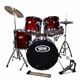 Complete 5 pc Drum Kit Package with Cymbals Wine Red