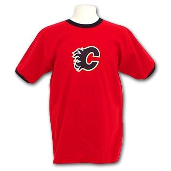 Calgary Flames Primary Team Logo Ringer T-Shirt Size XXL