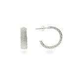 Eve's Addiction Sterling Silver Mesh Hoop Earrings