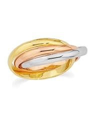 18K Yellow Gold Tri-Color 3-Band Rolling Ring: 2.5mm: Size 7