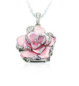 Light Pink Crystal Rose Necklace 8GB USB Flash Drive