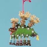 IMAGE OF Pack of 12 Moose with Tree Family of 3 Christmas Ornaments for Personalization