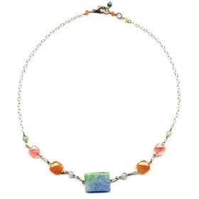 Sterling Silver & Quartz The Ocean Necklace by 