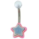 Uv Tri Color Star Dangle Belly Ring