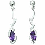 1.00 Ct.T.W. Genuine Marquise Cut Amethyst in Pure Sterling Silver Earrings