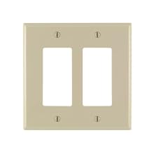 Leviton 86602 2-Gang Decora/GFCI Device Decora Wallplate, Oversized, Thermoset, Device Mount, Ivory