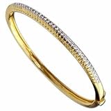 14K Yellow Gold Stylish Fish Scale Diamond Bangle Bracelet