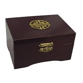 Chinese jewelry box with brass longevity symbol - lined