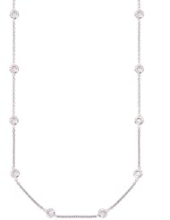 Unique 18k White gold with White diamonds by the yard station necklace