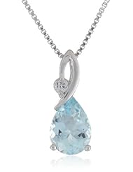 Sterling Silver Gemstone and White Topaz Tear Drop Pendant Necklace, 18"