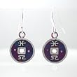 Chinese Good Fortune Coin Earrings in Sterling Silver and Patina, #9188