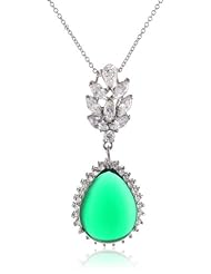 Nina Tanja Emerald and Flame Top Cubic Zirconia Chain Pendant Necklace, 18"