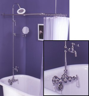 Buy Leg Tub Shower Enclosure Set w/3Ball Faucet and Porcelain/Brass Shower Head - Chrome Plated - 57 x 31 (Sign of the Crab Showers, Plumbing, Bathtubs Showers & Saunas, Showers, Modules & Installation Kits)