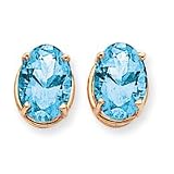 14k 14x10mm Oval Blue Topaz earring XE92BT