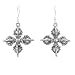 Tibetan Dorje Cross Dangle Earrings in Sterling Silver, #8070