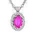 18K White Gold Round Diamond & Oval Pink title=