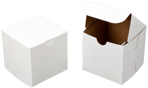 Dress My Cupcake Square Lock and Tab Cupcake Box with Lid, White/Brown, Set of 100