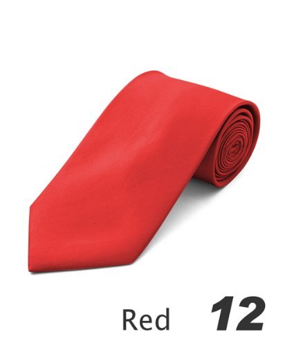 Boy's Solid Poly Multi Color Ties , 12.red