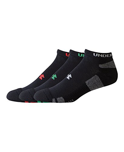 Under Armour Men's HeatGear No Show Socks (3 Pair), Black/Assorted Colors, Large