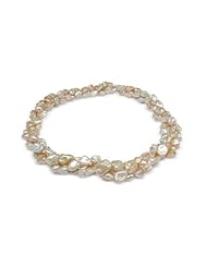 7mm Peach Biwa Triple strand Freshwater cultured pearl necklace
