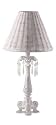 CRYSTAL ACCENTED COLUMN LAMP DISTRESSED WHITE SHABBY