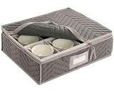 China Cup Storage Chest - Deluxe Quilted Microfiber (Light Gray) (12.5