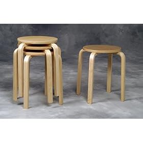 Linon Natural Bentwood Stool Set of 4 24.5in. by Linon