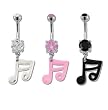 MUSIC NOTE BELLY RING WITH STAR CUTOUT BNAMN17CL- CLEAR