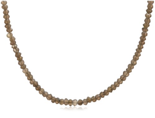 Sterling Silver Faceted Smoky Quartz Necklace, 18
