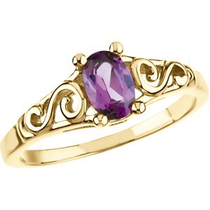 June 14K Yellow Gold Teen Imitation Birthstone Ring