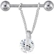 Sterling Silver 925 Solitarie Clear Crystal Spinner Nipple Shield