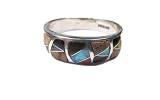 Sterling Silver Opal, Onyx and Dinosaur Bone Ring