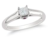 14K White Gold Diamond and Pink Sapphire Ring, (.25 cttw, GH Color, I1-2 Clarity)