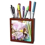 Renderly Yours Fairies - Magical Fairy With Purple Flower - Tile Pen Holders-5 inch tile pen holder