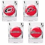NHL Carolina Hurricanes Four Piece Square Shot Glass Set (Individual Logos)