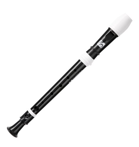 Classic Cantabile Kirstein C-Sopran Blockfl&ouml;te deutsch mit Doppelloch schwarz/wei&szlig;
