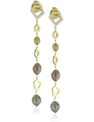 Ron Hami "Secret Blossom" Yellow Gold Diamond Briolette Linear Drop Earrings