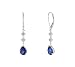 10k White Gold Pear Shaped Created Blue Sapphire with Diamond-Accent Dangle Earrings (0.032 cttw, I-J Color, I1-I2 Clarity)