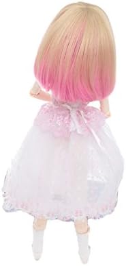 9-10 inch (22-24cm) 1/3 BJD/SD Doll Wig Lovely Lolita Gradient Color Neat Bangs rinka hairdo Hairstyle (Flaxen Pink)