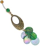 SHELLS Antique Brass Toned Long Dangle Belly Button Ring