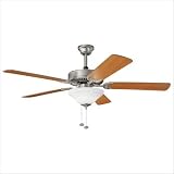 Kichler 339210 52 Ceiling Fan with White Etched Glass Light Kit