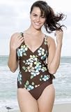 Autumn Floral Side Tie Surplice - Plus Size Swimsuit Plus Size Swimsuits