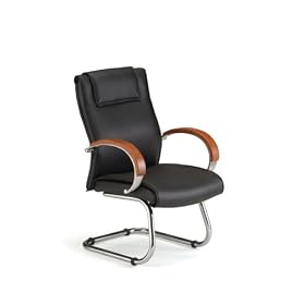 Guest Visitors Chair - Executive Leather Guest Chair with Wood Accents - OFM - 565-L by OFM